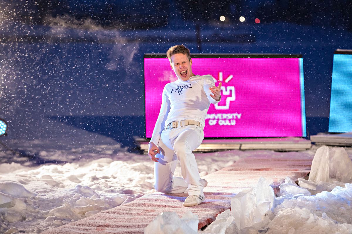 Markus “Black Raven” Vainionpää the first Air Guitar World Champion performs in the opening ceremony.