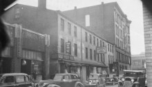 A historical view of 11-21 Stockbridge Street, 7-9 Stockbridge Street, and the Colonial Block building, circa 1938-39 (WPA Image Project, Springfield Preservation Trust)